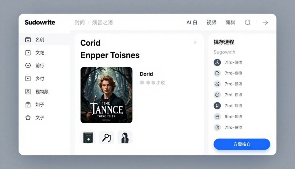 Sudowrite interface showing AI-assisted fiction writing features