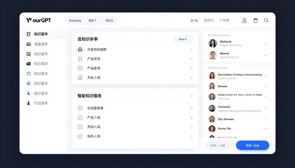 YourGPT AI interface showing custom AI assistant creation and knowledge base integration