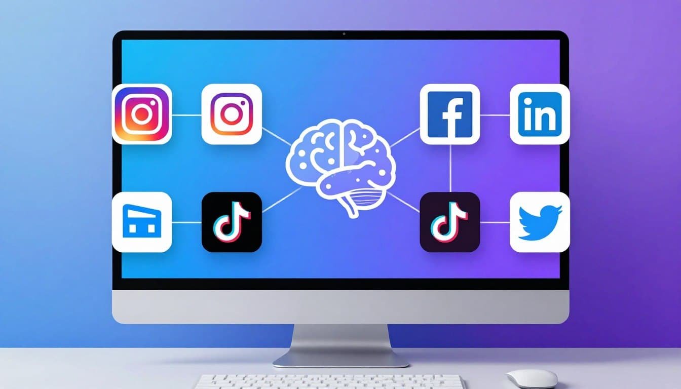 AI Social Media Management Tools dashboard showing automated scheduling across multiple platforms