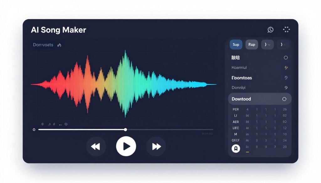 AI Song Maker demo showing generated song with waveform visualization AI Song Maker demo showing generated song with waveform visualization