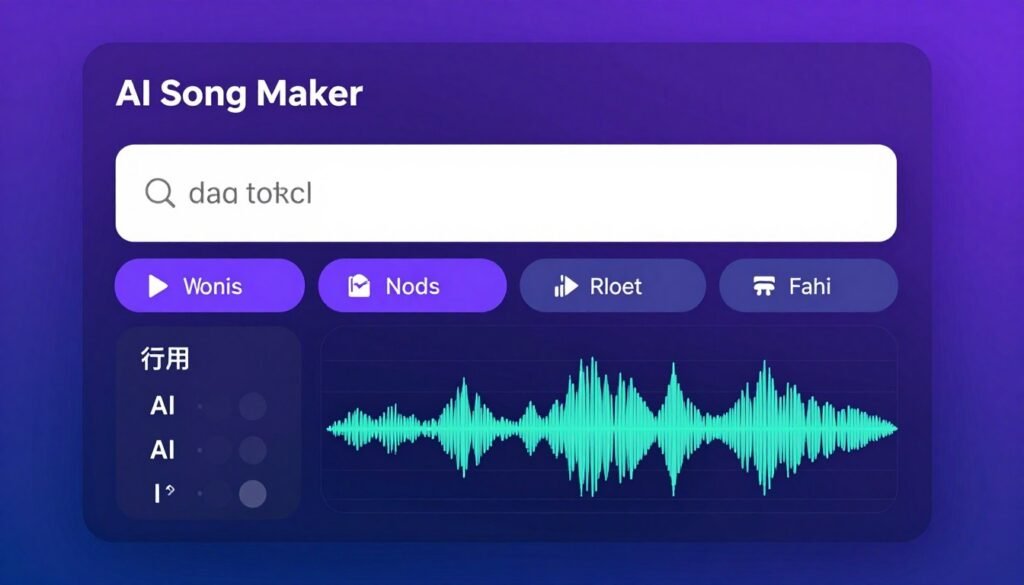 AI Song Maker interface showing text-to-song generation feature AI Song Maker interface showing text-to-song generation feature