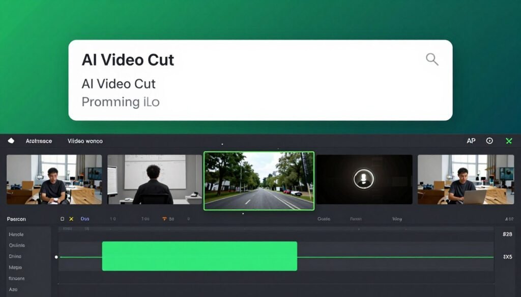 AI Video Cut interface showing prompt-based editing workflow