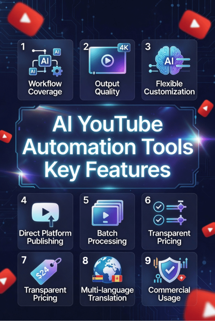 AI YouTube Automation Tools Key Features