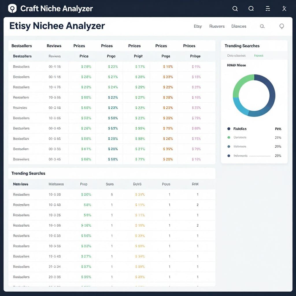 Craft Niche Analyzer Etsy research tool dashboard