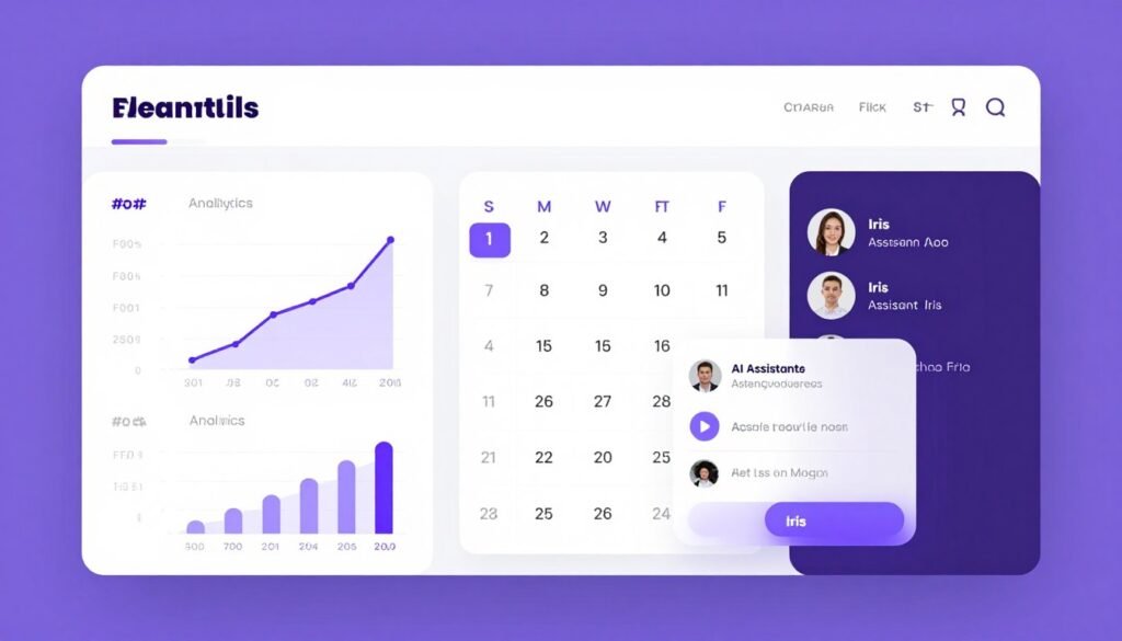 Flick Social dashboard interface showing hashtag analytics and content scheduling