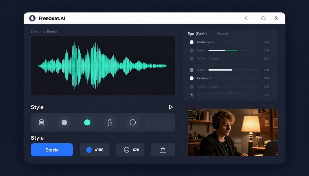 Freebeat.AI music video generation interface Freebeat.AI music video generation interface
