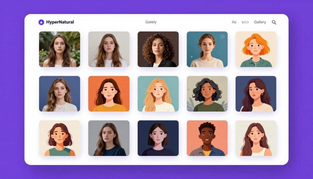 Hypernatural AI interface showing 200+ visual style options