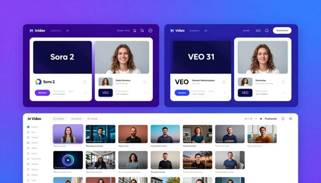InVideo AI platform interface showing Sora 2 and VEO 3.1 integration