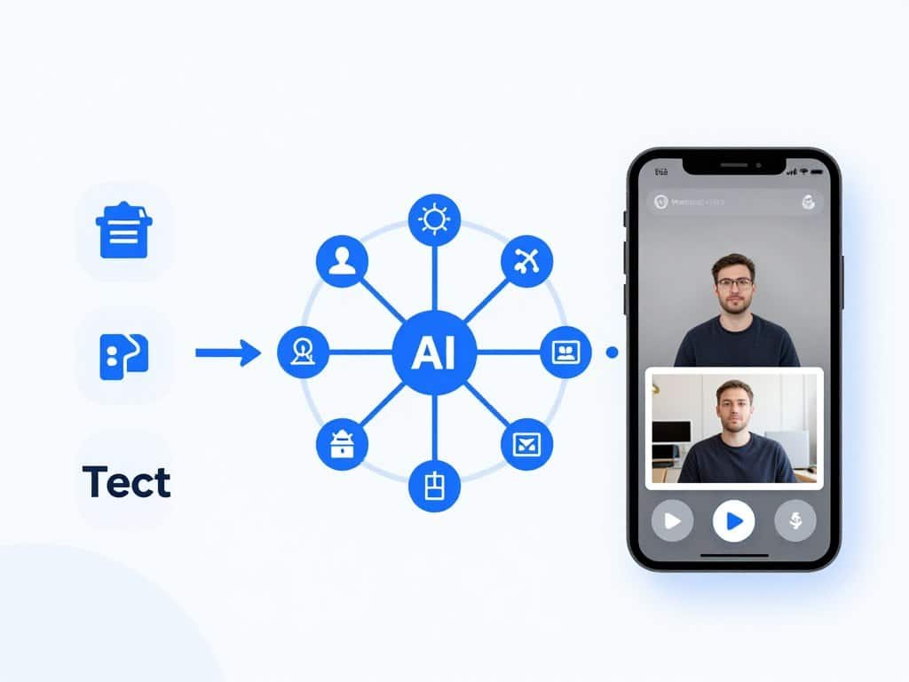 Infographic explaining AI short video generator workflow from text to finished video