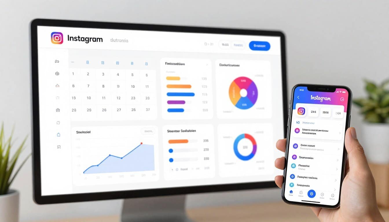 Instagram automation tools dashboard showing scheduling and analytics features
