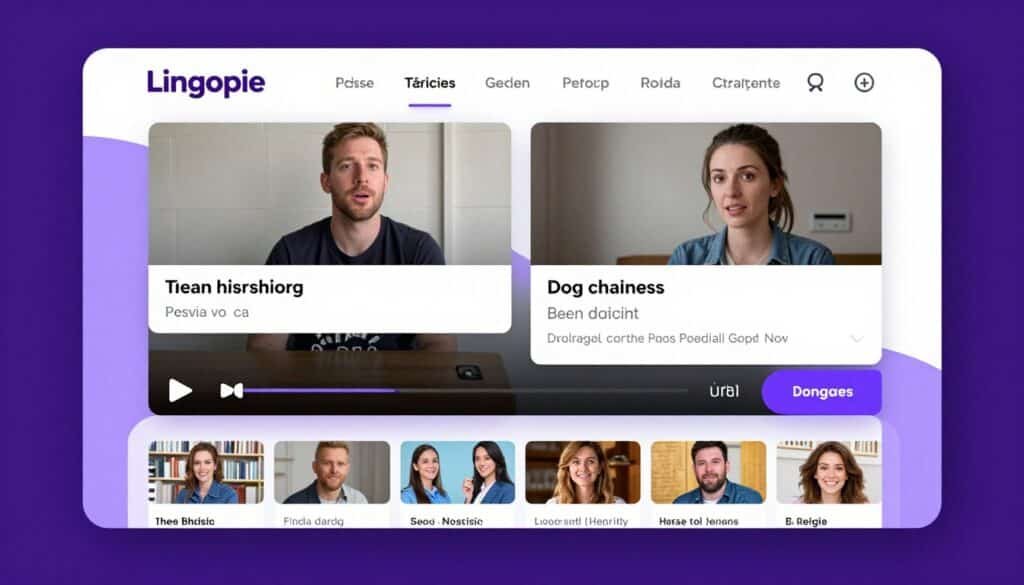 Lingopie interface showing TV show with interactive dual subtitles for language learning