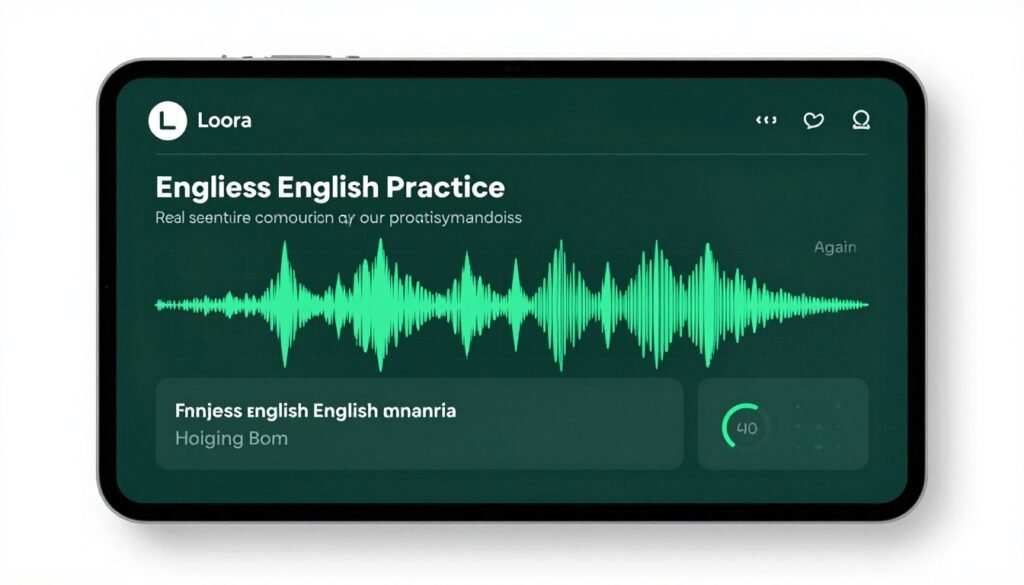 Loora English coaching interface with pronunciation feedback display