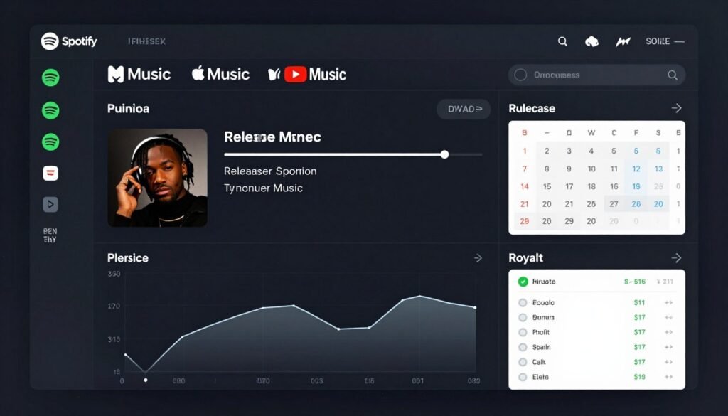 Loudly distribution dashboard showing streaming platform integration Loudly distribution dashboard showing streaming platform integration