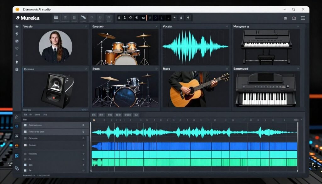 Mureka AI studio interface showing stem separation Mureka AI studio interface showing stem separation