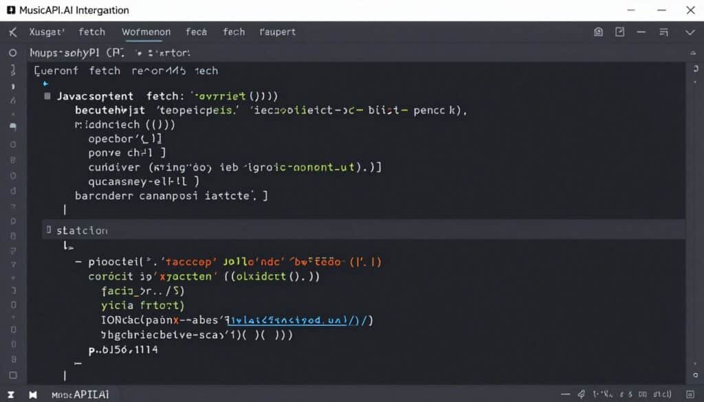 MusicAPI.AI code example showing API request and response MusicAPI.AI code example showing API request and response