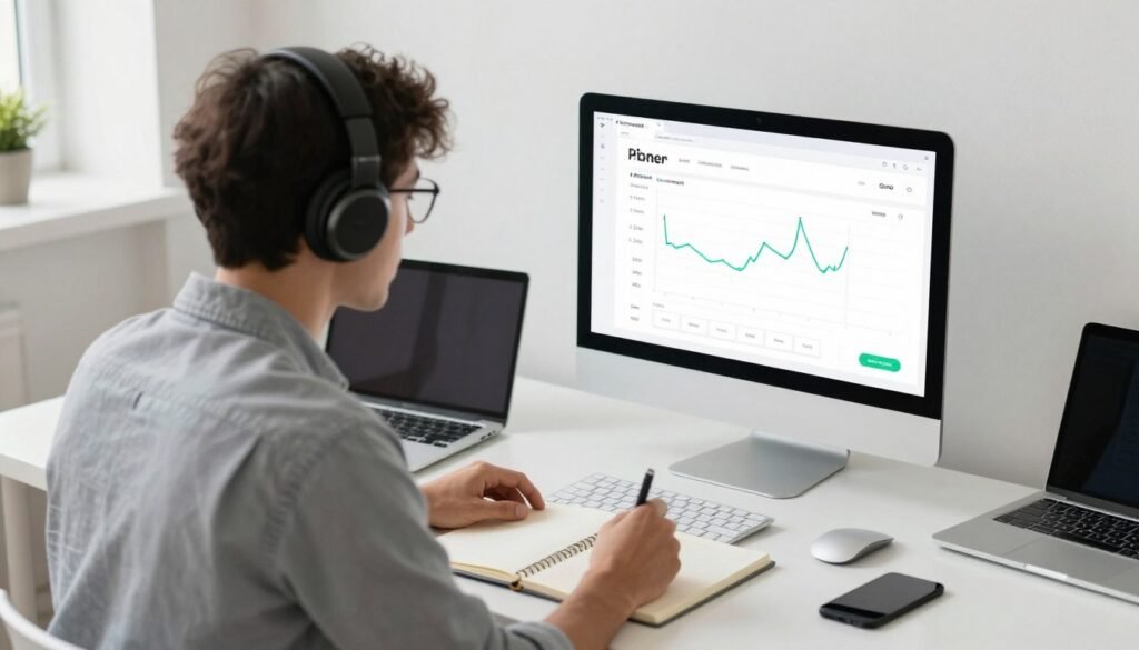 Person successfully using multiple AI language learning strategies across devices