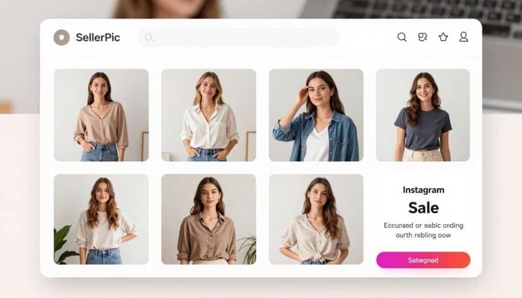 SellerPic AI generating product posts for Instagram e-commerce