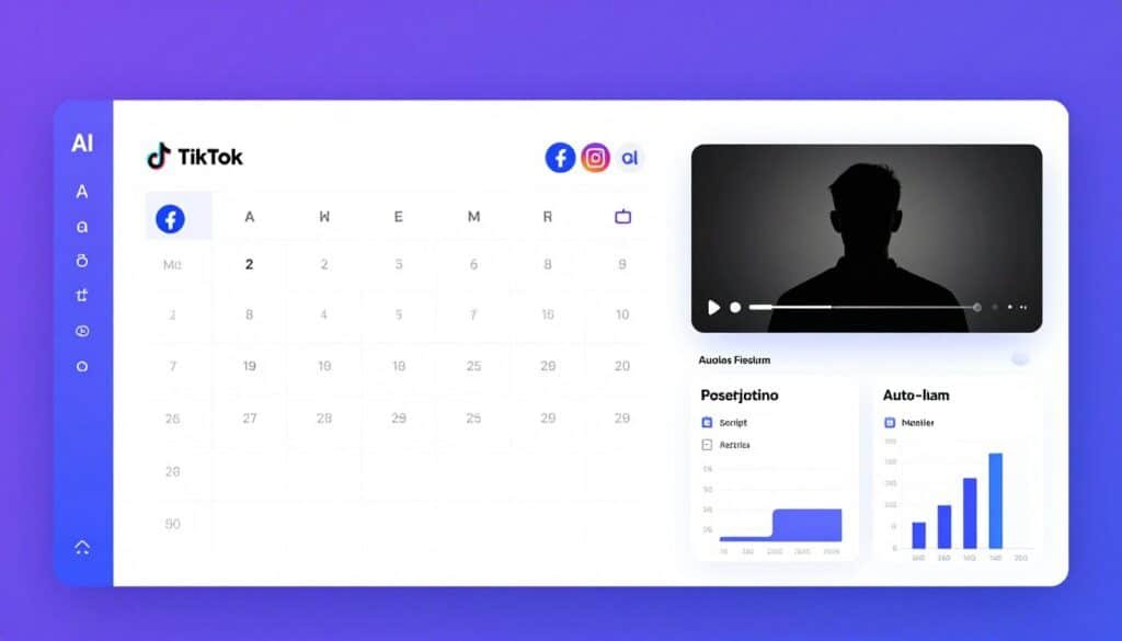 Short AI dashboard showing multi-platform scheduling across TikTok Instagram YouTube Facebook