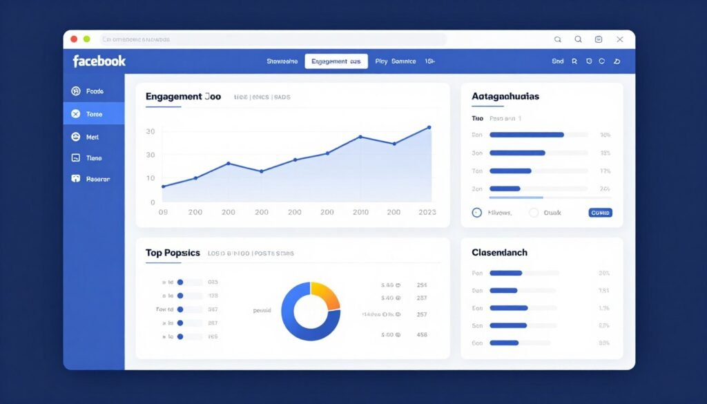 Social Page Analyzer interface showing Facebook fanpage metrics and competitor analysis