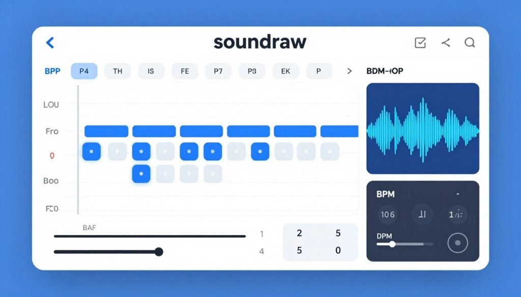 Soundraw music customization interface with instrument toggles Soundraw music customization interface with instrument toggles