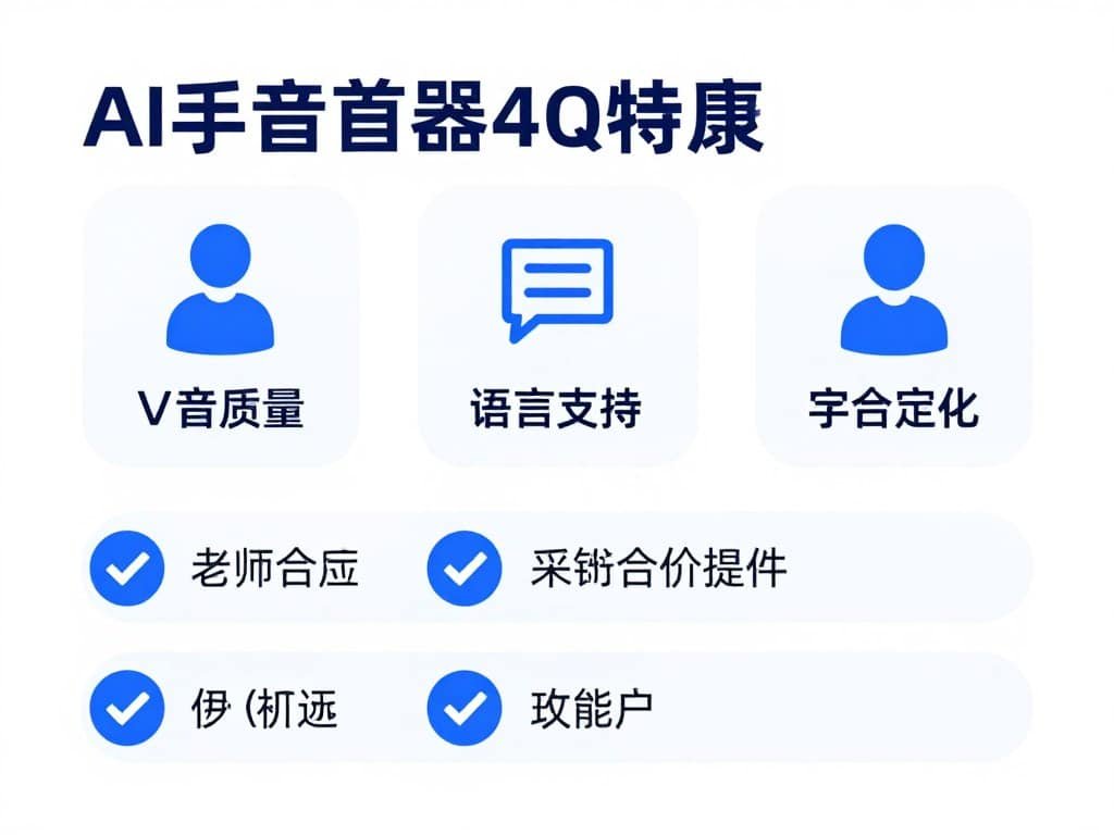 checklist of key AI voice generator features with checkmarks