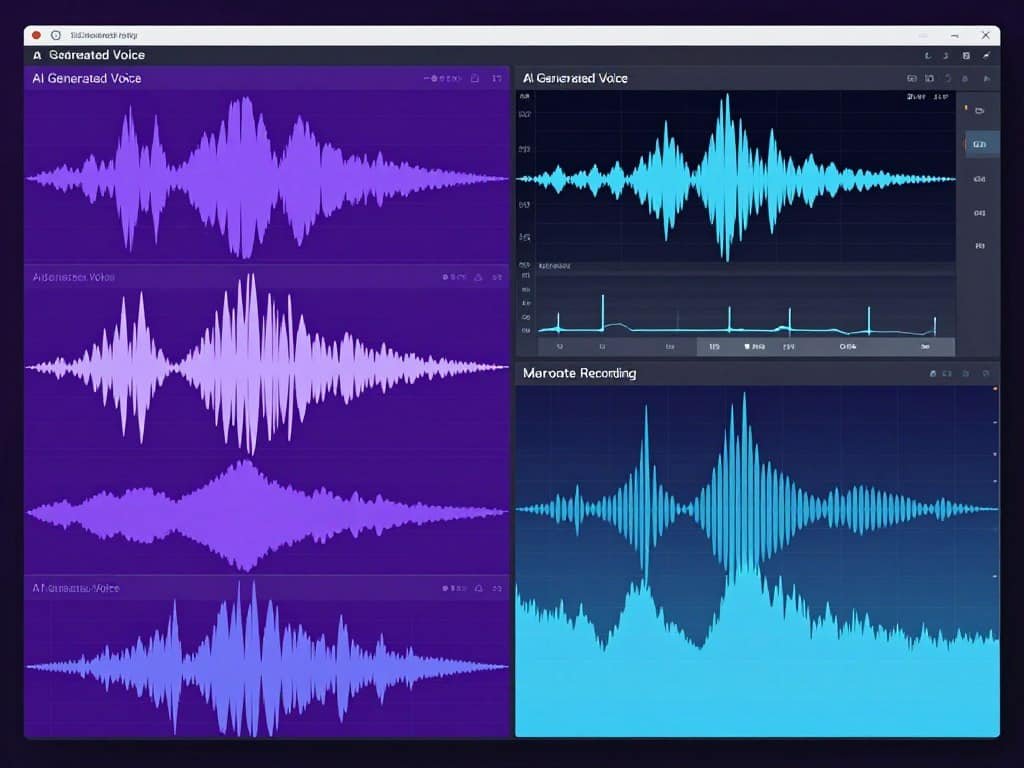 comparison of AI generated voice waveform versus human voice recording waveform