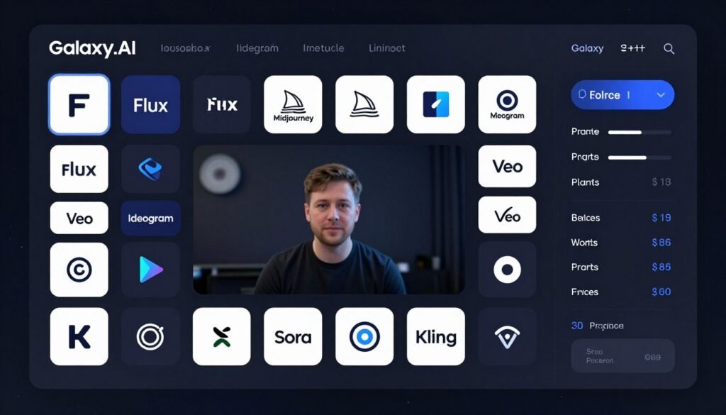 Galaxy.AI platform showing 50+ AI model access