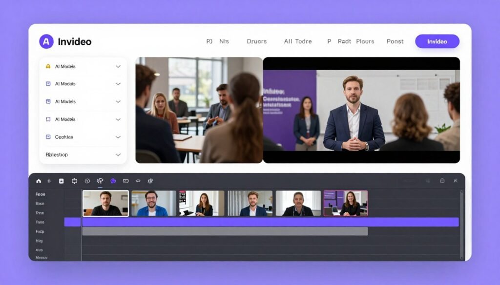 InVideo AI dashboard interface showing multi-model video creation