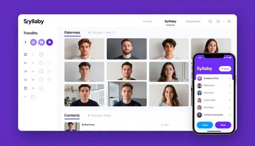 Syllaby AI video generator showing consistent character creation across multiple videos