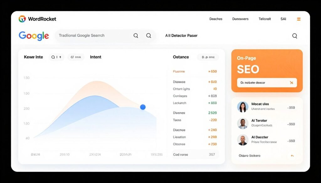 WordRocket AI ranking optimization interface showing Google and AI search engine targeting