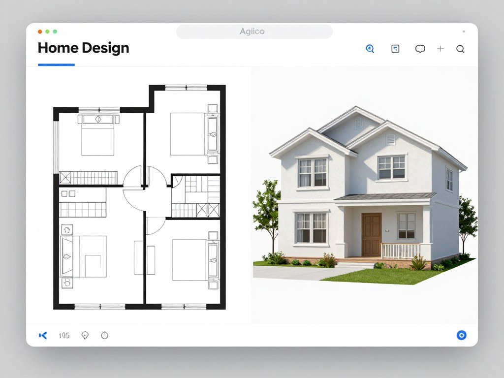 Home Design AI planner tool interface showing floor plan drawing and real-time 3D preview