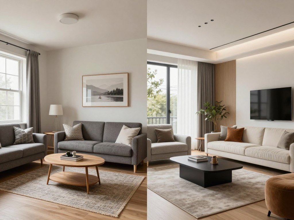 Ideal House before and after renovation visualization comparison