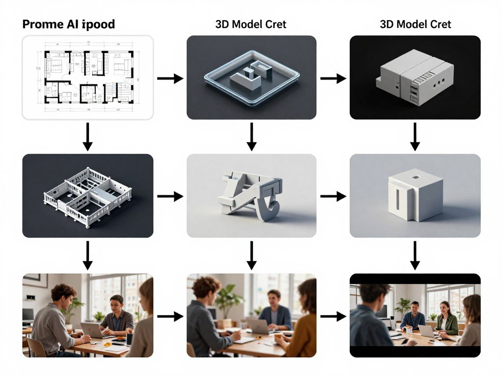 Prome AI workflow showing CAD integration and design process from concept to rendering