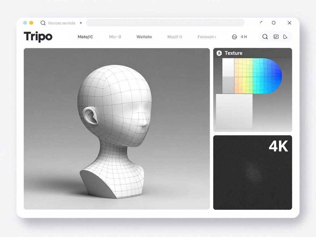 Tripo AI showing clean topology and intelligent model segmentation features